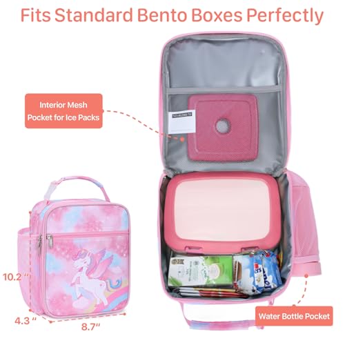 Insulated Kids Lunch Bag - Pink Unicorn Lunch Box for School