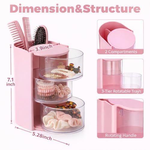 3-Tier Pink Hair Accessories Organizer Caddy - Imakmasion