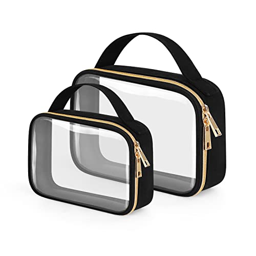 Wedama Clear Toiletry Bag Set, 2-Pack Medium & Large PVC Travel Organizer
