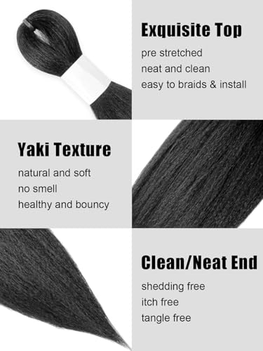 KAVSORAPI 36 Inch Pre-Stretched Braiding Hair 1B - 4 Packs