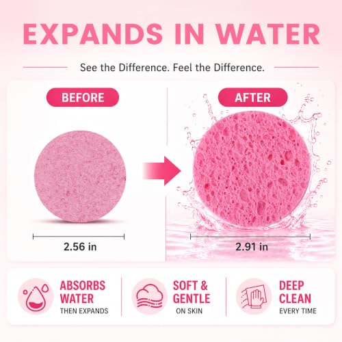 Derloyo 100-Count Natural Cellulose Compressed Facial Sponges