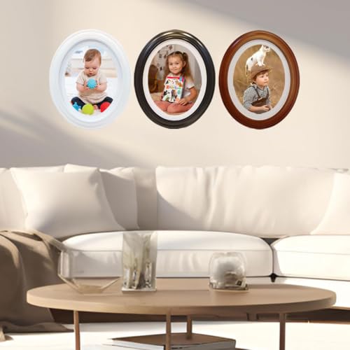 Levoberg 5x7 Oval Wood Photo Frame for Wall Decor - White
