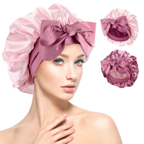 Reversible Satin Bonnet for Women - Adjustable Double Layer Sleep Cap