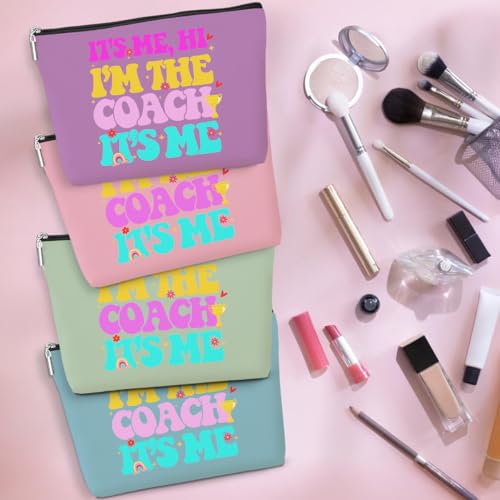 Funny Coach Appreciation Makeup Bag Set - 4 Pack Cotton Travel Pouch