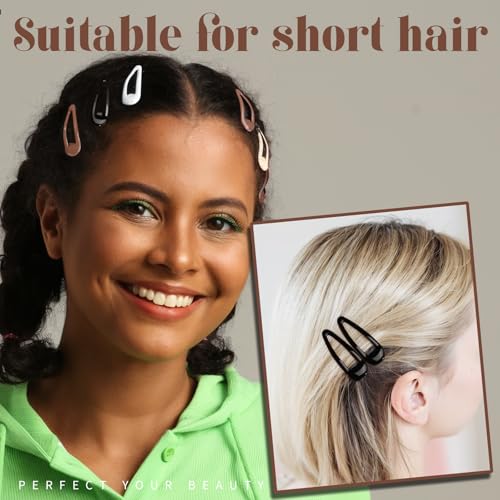 Teenitor 50Pcs Snap Hair Clips - 2 Inch Metal Barrettes in 5 Colors