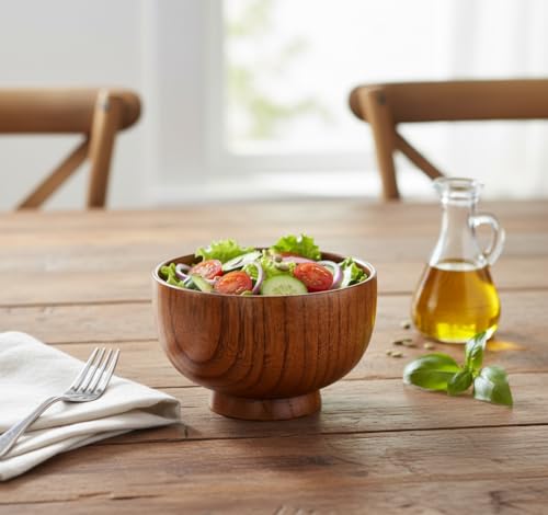 Handmade Japanese Wooden Bowl - 4.5 Inch Jujube Wood for Rice, Soup, Salad & More