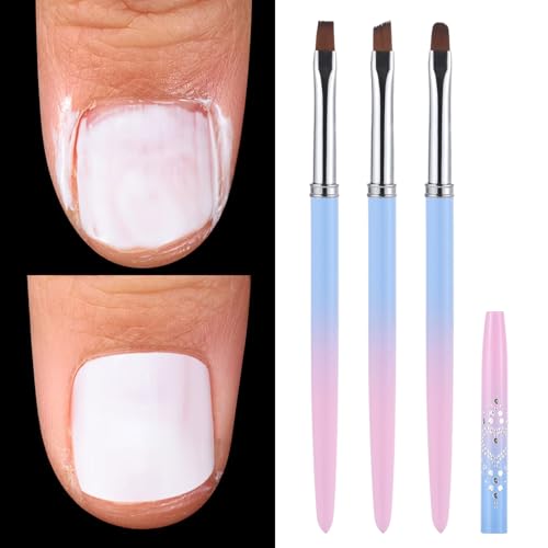 INENK Blue Nail Clean Up Brushes Set - 3 Pcs Precision Cuticle & Polish Remover Tools