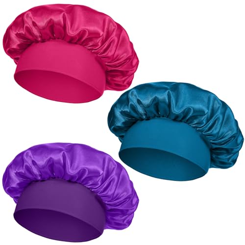 3-Pack Satin Bonnets for Kids - Soft Sleep Caps for Girls & Boys
