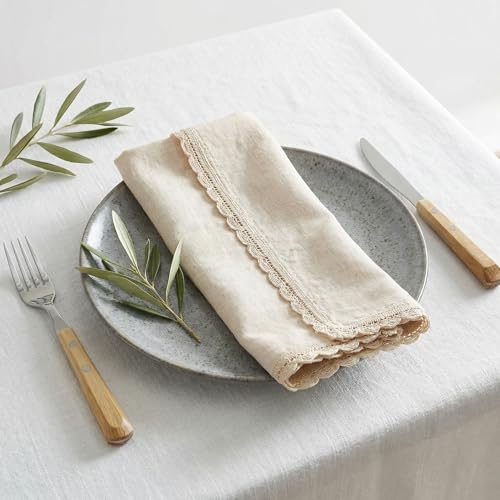 Set of 4 Premium Linen Cotton Flax Napkins 20x20 Inch - Reusable & Washable