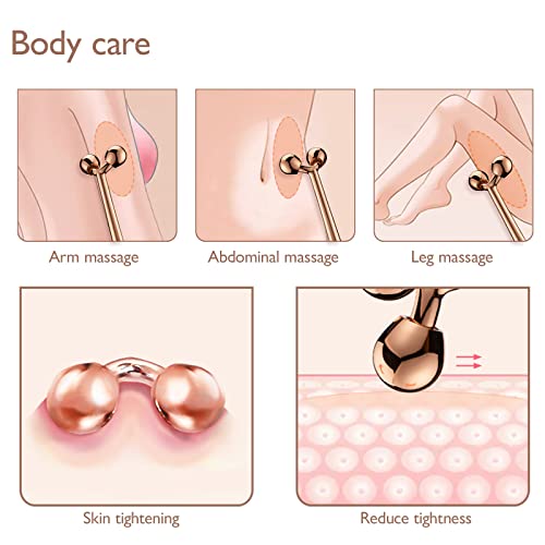 Rose Gold 3D Facial Roller Massager - Stainless Steel Skin Tightening Tool