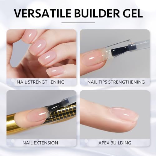 GAOY 2 Pcs 16ml Clear Nail Builder Gel for Strengthening & Extension, UV Cure