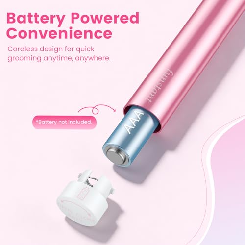 Upgraded Eyebrow Trimmer, Precision Electric Eyebrow Razor for Women Battery-Operated Facial Hair Remover with Comb No Pulling Sensation Painless for Face Chin Neck, Upper-Lip, Peach-Fuzz