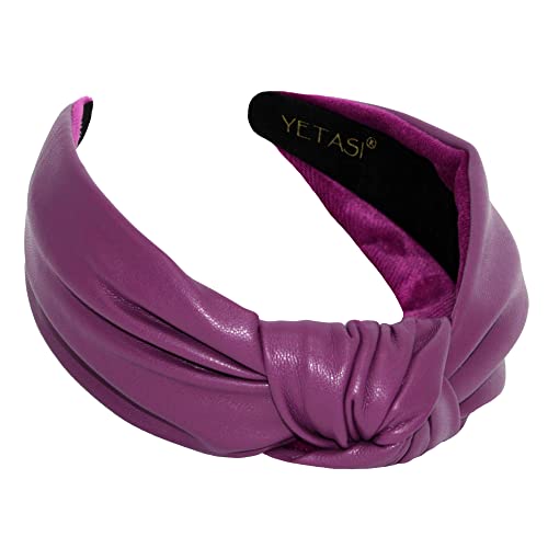 YETASI Orchid Purple Leather Knotted Headband for Women