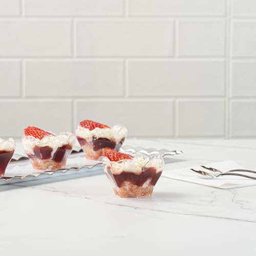 Flower Design 2 Ounce Mini Dessert Cups - 25 Disposable Tasting Cups