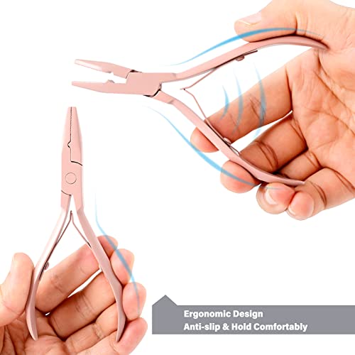 Gomake Pink Hair Extensions Tool Kit: Pliers, Hooks & Beads