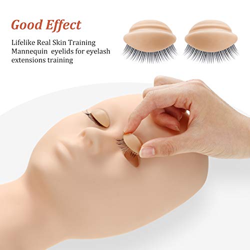 Maitys 6 Pairs Replacement Eyelids for Lash Mannequin Head - Tan Color