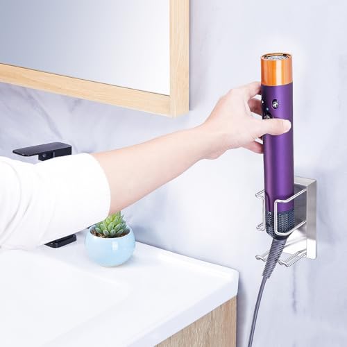 Wall Mounted Hair Dryer and Straightener Holder - Metal Organizer