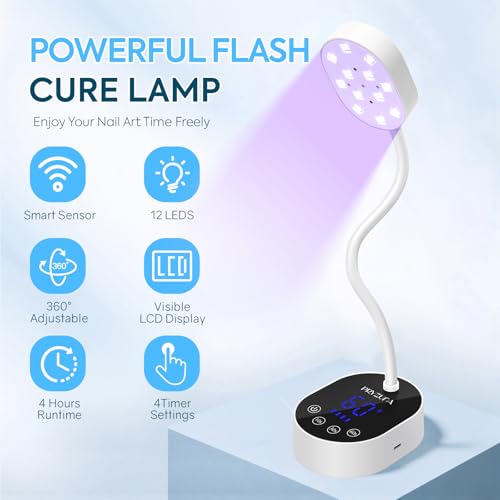 PRYZUNA 36W Gooseneck UV LED Nail Lamp - Portable White Gel Dryer