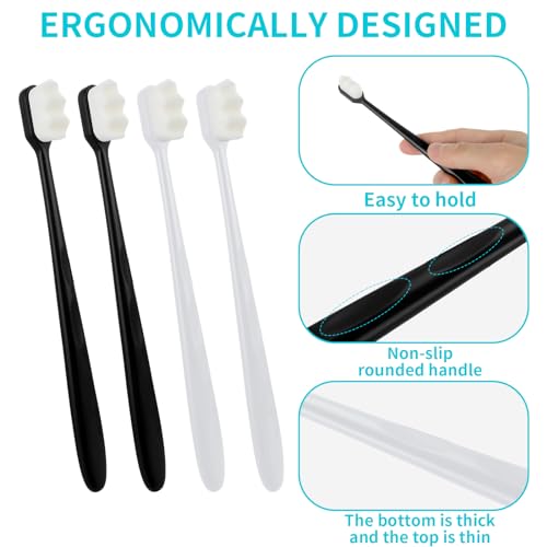 Ouligay Ultra Soft Toothbrush Set - 4 Extra Soft Bristle Toothbrushes for Sensitive Teeth