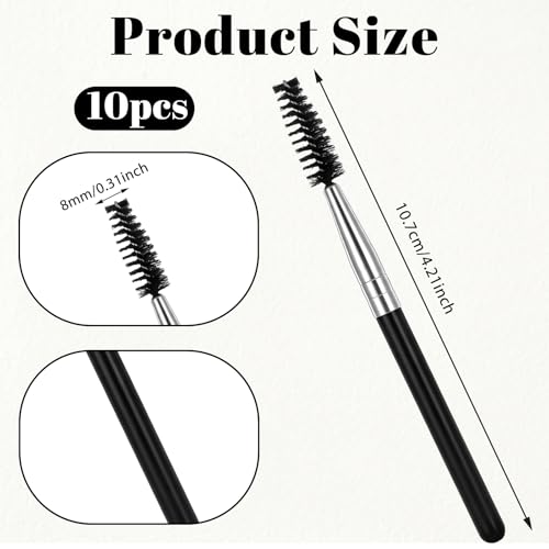 10 Pack Reusable Eyelash & Eyebrow Spoolie Brushes - Black