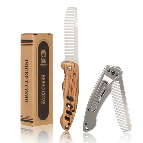 MenGate Folding Beard Comb - Zebrawood & Silver Pocket Comb