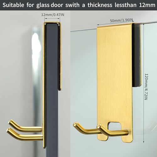 Taozun Gold Shower Door Hooks, Stainless Steel Towel Hooks for Frameless Glass