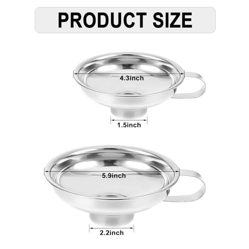 Stainless Steel Canning Funnel Set - 2 Wide Mouth Funnels for Mason Jars