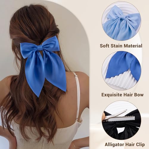 6 Pcs Satin Bow Hair Clips for Women - Alligator Barrettes Set