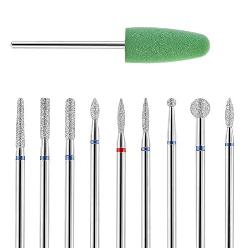 YUXIANLB Silver 10pcs Nail Drill Bits Set for Manicure & Nail Art