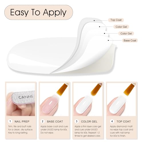 CANNI HEMA-Free 9ml Gel Nail Polish - Pure White, Long-Lasting
