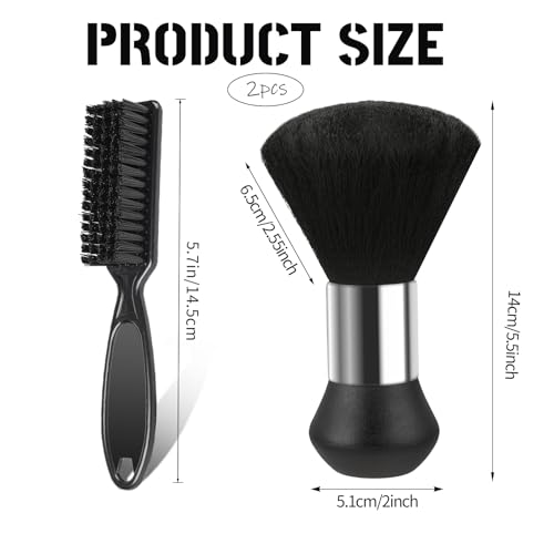 2-Piece Barber Neck Duster & Clipper Brush Set for Hair & Facial Cleaning