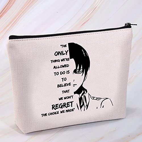 MNIGIU Levi Ackerman Anime Gift Choice Made Bag Cosmetic Makeup Bag for Fans