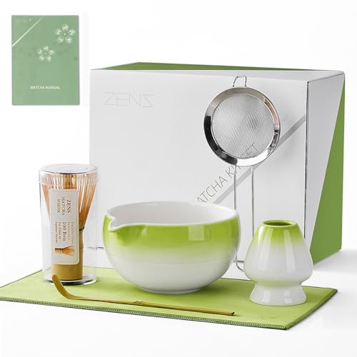 ZENS Premium Matcha Whisk Set - 6-Piece Complete Kit for Tea Ceremony