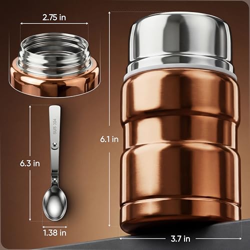 Earth&ME 17oz Stainless Steel Insulated Food Jar with Spoon - Gold