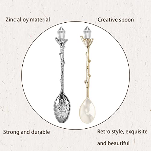 Retro Zinc Alloy Coffee Spoons - Vintage Dessert Spoon Set (16 Pcs)