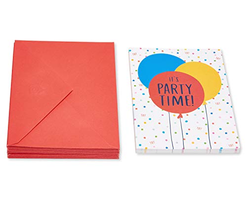Colorful Balloon Party Invitations - 25 Count with Envelopes