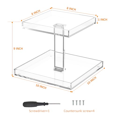 2-Tier Acrylic Perfume Organizer Tray 10x10 for Dresser