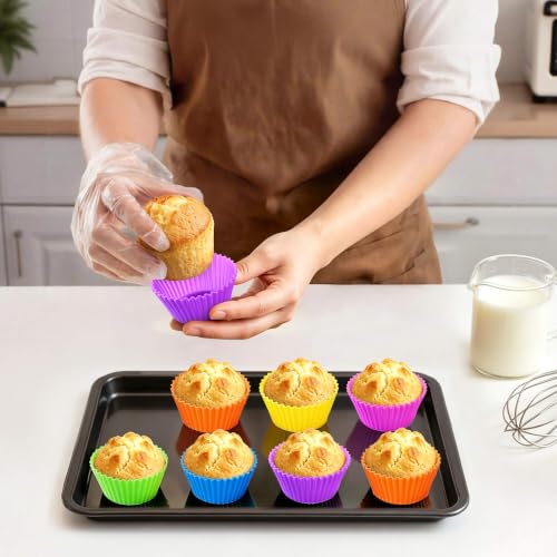 Reusable Silicone Baking Cups - 24 Pack, Non-Stick & BPA Free