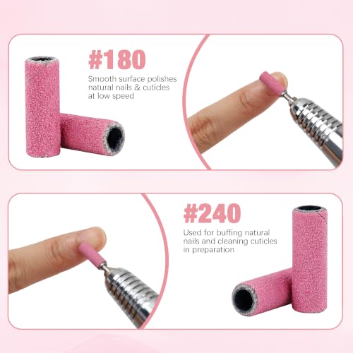 100 Pcs Pink 240 Grit Mini Sanding Bands for Nail Drill