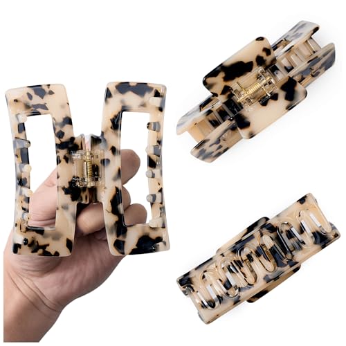 Textention Cellulose Acetate Claw Clips - Large Rectangle, Pattern X