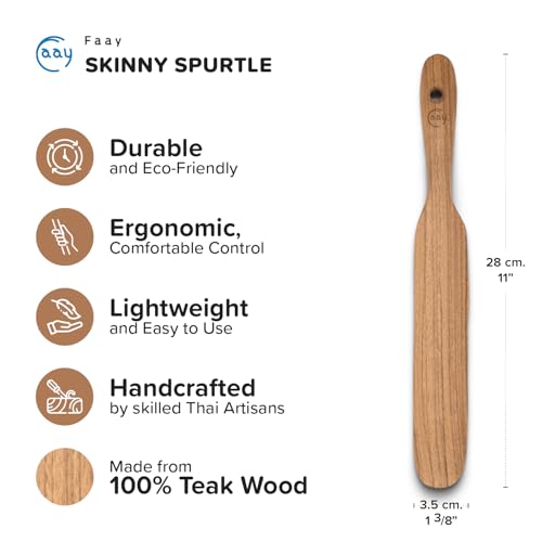 Teak Wooden Skinny Spurtle Spatula for Sourdough Starter