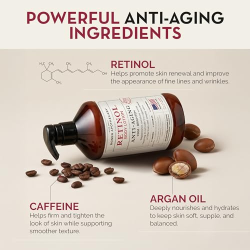 Rosen Apothecary Retinol Body Lotion 16oz – Anti-Aging Firming Moisturizer for Crepey Skin