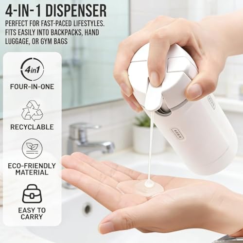 Travel Dispenser Set - 4 Pack 30ml Leak Proof Bottles, White