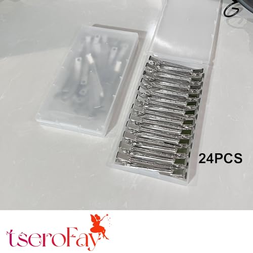 24Pcs Silver Duck Bill Hair Clips with Storage Case for Women