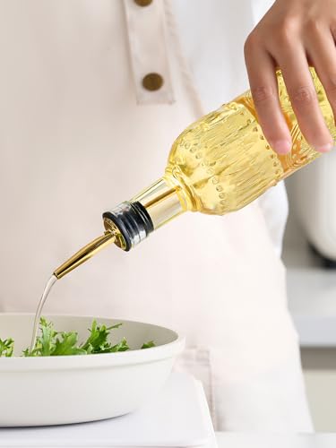 17oz Glass Olive Oil Dispenser Bottle with Funnel & Pourer