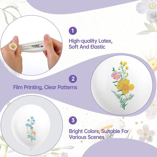 Soulchen 50 Pcs Floral Balloons - Wildflower Party Decorations