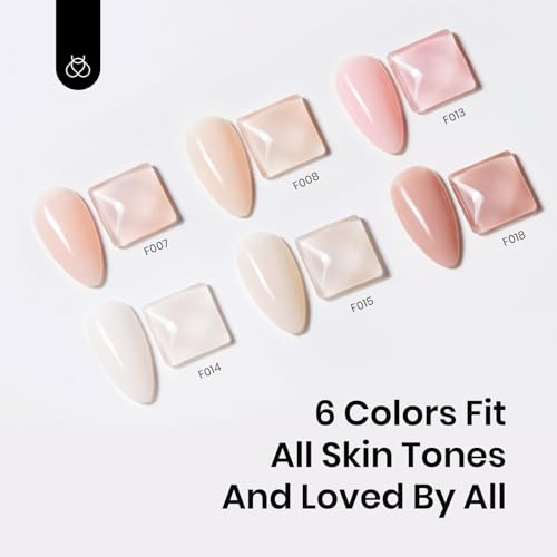 Beetles Rubber Base Gel Nail Polish - 6 Colors Aesthetic Nude Pink