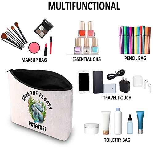 Save The Floaty Potatoes Manatee Makeup Bag - G2TUP Travel Pouch