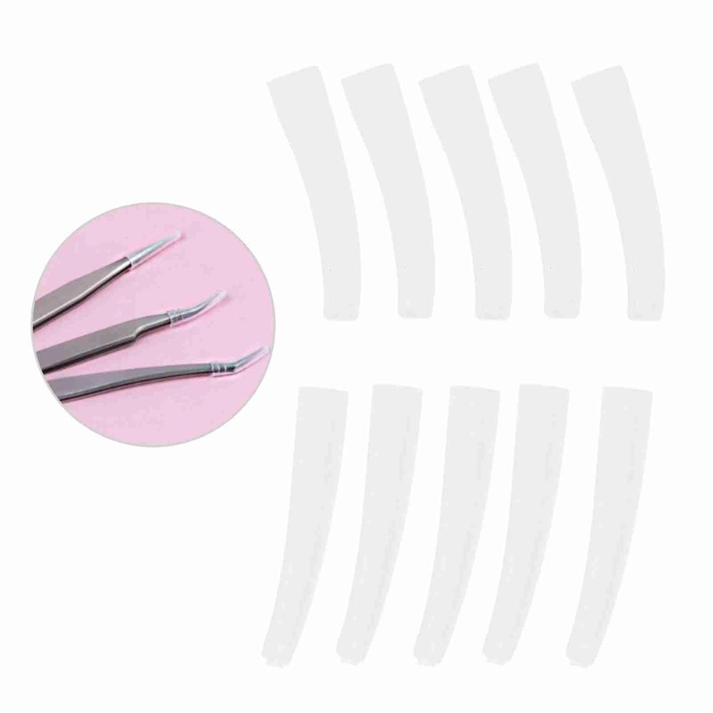 10Pcs Grafting Eyelashes Tips Covers, Non Slip Elbow Tweezers Protective Cover, Soft Silicone Tweezer Point Protectors Cap for Beauty Salon, Makeup College, Transparent