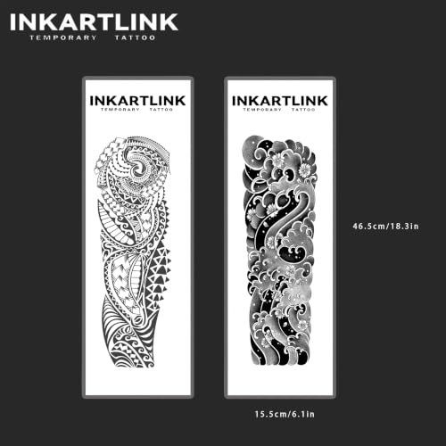 Tribal Waves Temporary Tattoo - 2 Sheets Japanese Arm Stickers